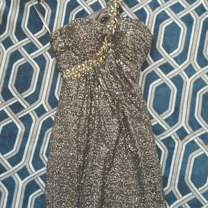 La Femme silver sequin one shoulder dress